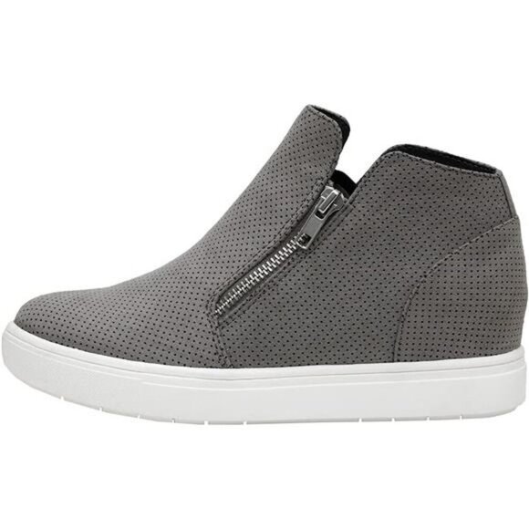 CUSHIONAIRE Wedge Sneakers for Women Hidden Heel Zip Wide Width Black Shoe - Picture 1 of 7
